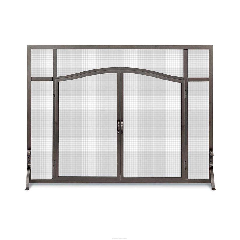 Plow & Hearth cheminée grand garde plat personnalisé avec portes cintrées - noir 0BNZ2927