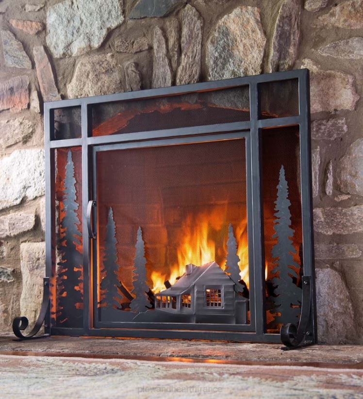 Plow & Hearth cheminée grand pare-feu pour cabane de montagne avec porte - noir 0BNZ3246