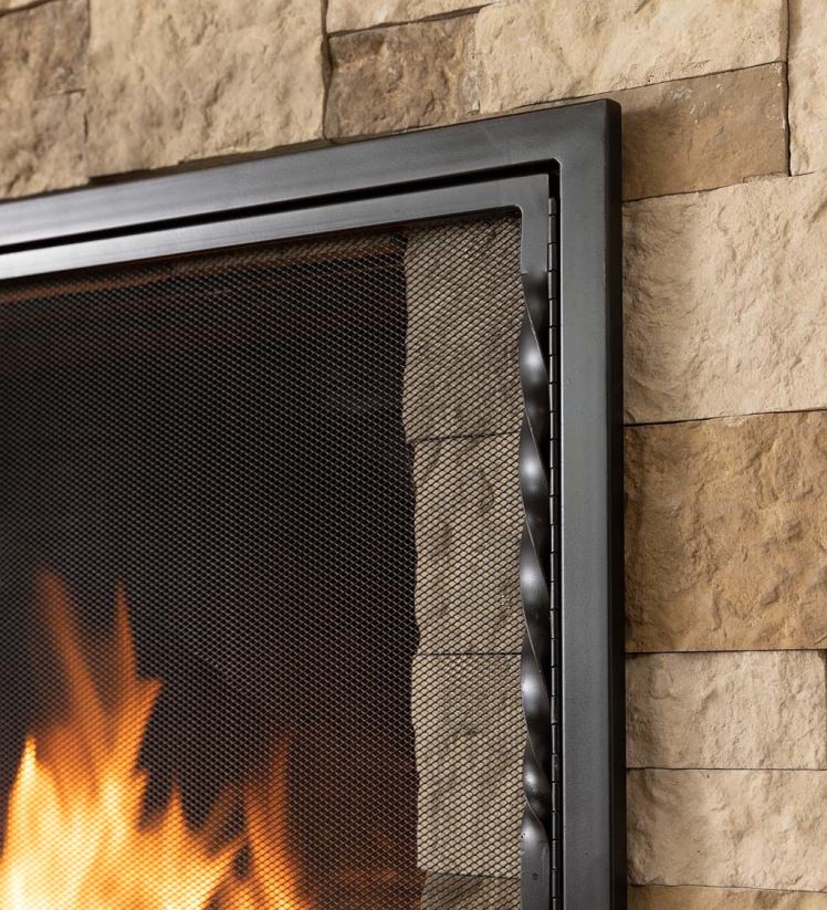 Plow & Hearth cheminée pare-feu Deep Creek avec portes, grand - noir 0BNZ3240