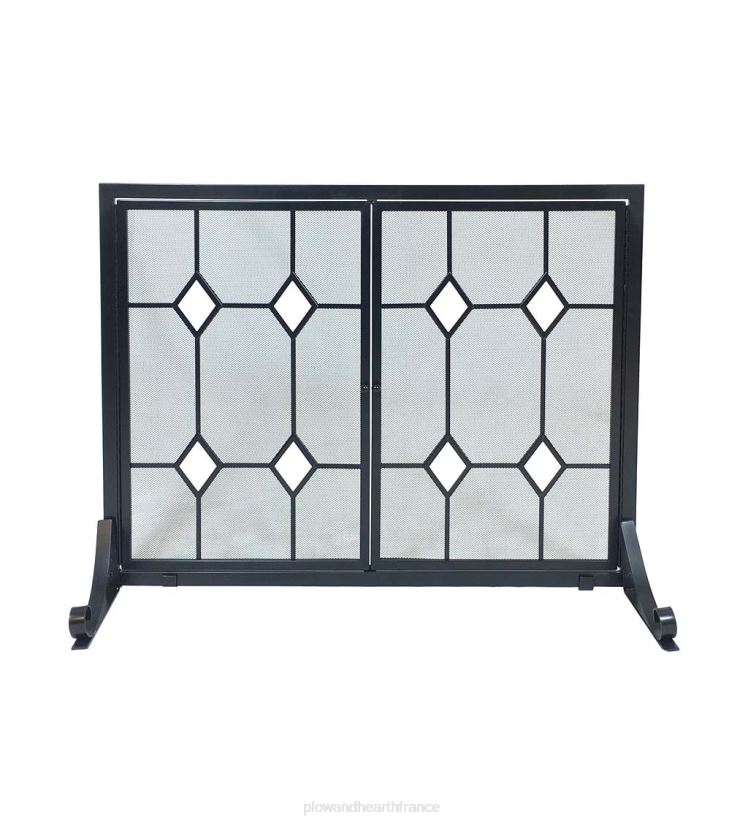 Plow & Hearth cheminée pare-feu en verre diamant avec portes 0BNZ2911