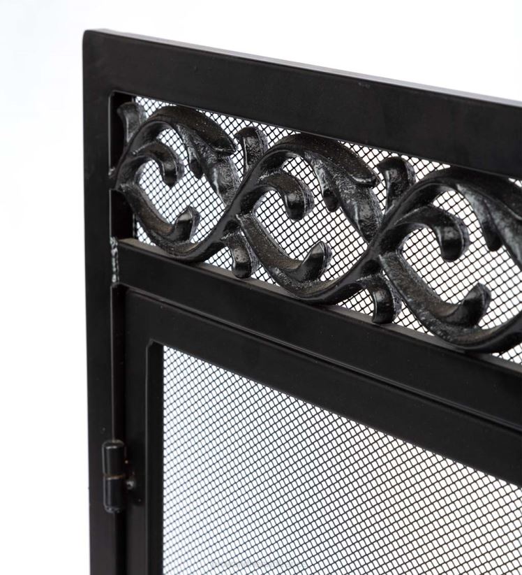 Plow & Hearth cheminée pare-feu à volutes en fonte avec portes 0BNZ2869