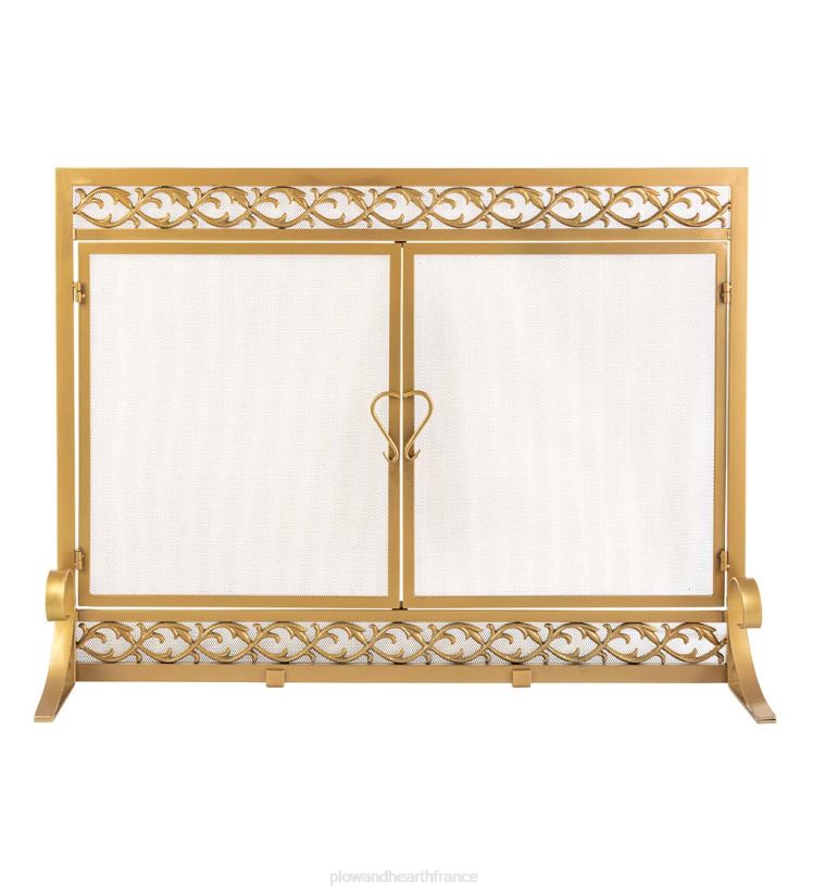 Plow & Hearth cheminée pare-feu à volutes en fonte avec portes 0BNZ2869