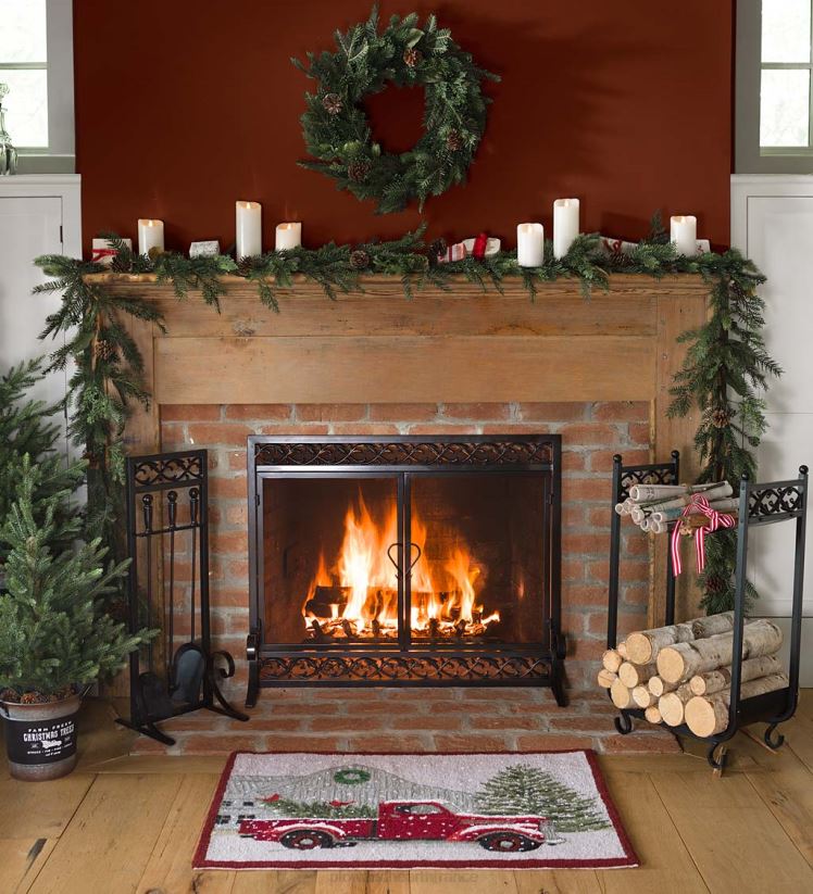 Plow & Hearth cheminée pare-feu à volutes en fonte avec portes 0BNZ2869