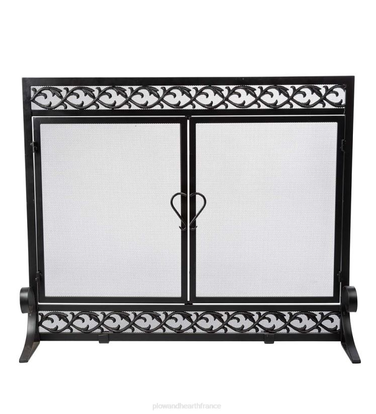 Plow & Hearth cheminée petit pare-feu à volutes en fonte avec portes - noir 0BNZ3181