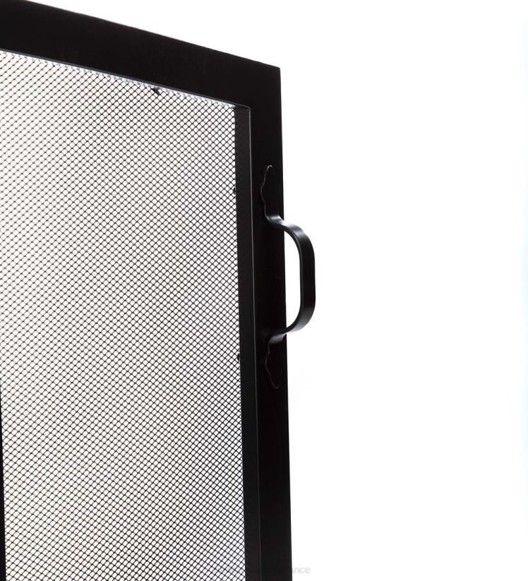 Plow & Hearth cheminée petite rue. Pare-feu à garde plate avec médaillon en verre Charles - noir 0BNZ3154