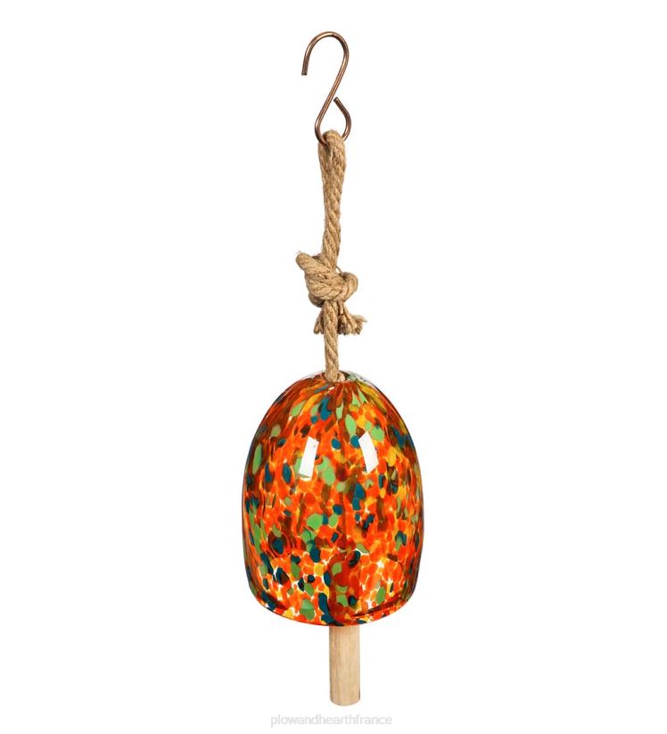 Plow & Hearth cour et jardin Carillon de cloche de jardin en verre d'art - bleu 0BNZ120