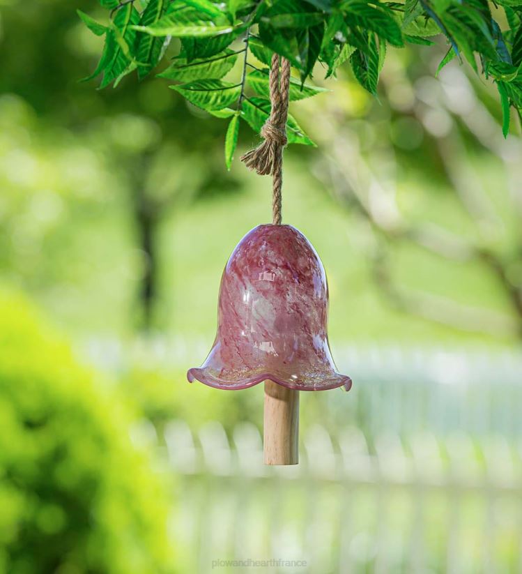 Plow & Hearth cour et jardin Carillon de cloche en forme de fleur moucheté en verre d'art - bleu 0BNZ402