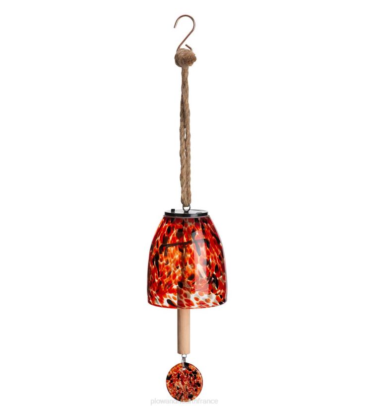 Plow & Hearth cour et jardin Carillon de cloche en verre d'art solaire - rouge 0BNZ107