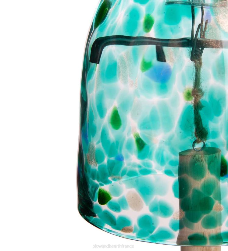 Plow & Hearth cour et jardin Carillon de cloche en verre d'art solaire - rouge 0BNZ107