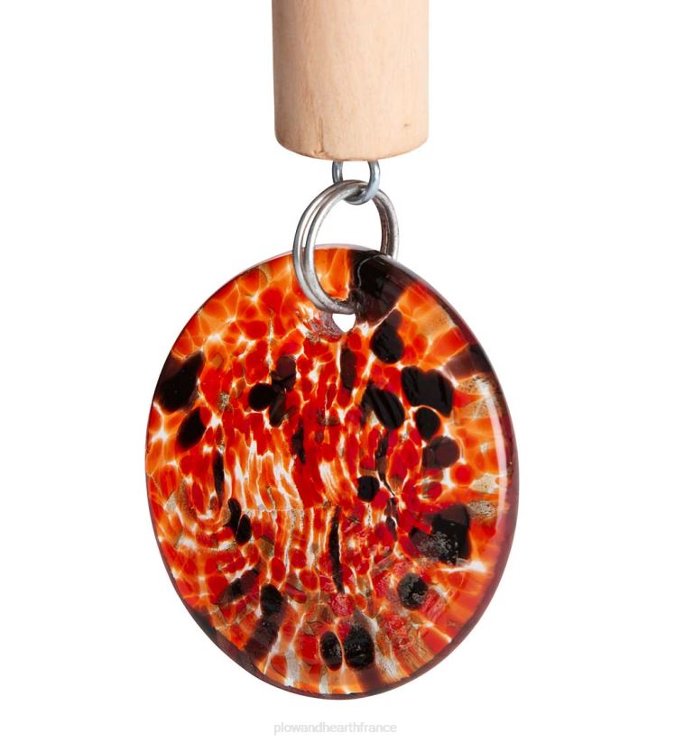 Plow & Hearth cour et jardin Carillon de cloche en verre d'art solaire - rouge 0BNZ107