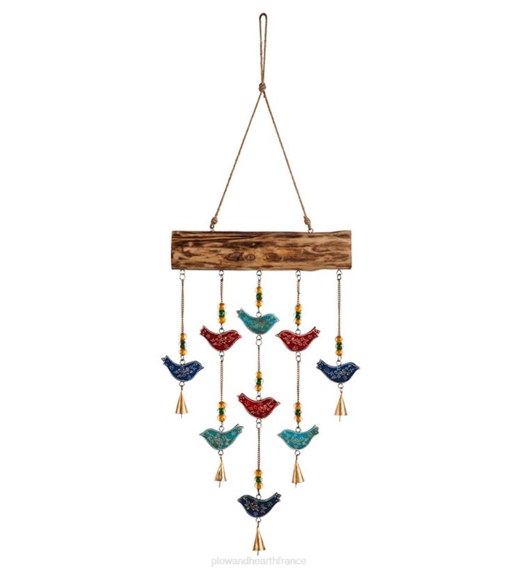 Plow & Hearth cour et jardin Carillon à vent en forme d'oiseau en métal rustique 0BNZ272
