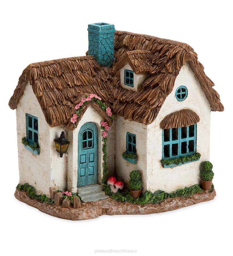 Plow & Hearth cour et jardin Jardin de fées miniature, maison de campagne anglaise solaire 0BNZ186