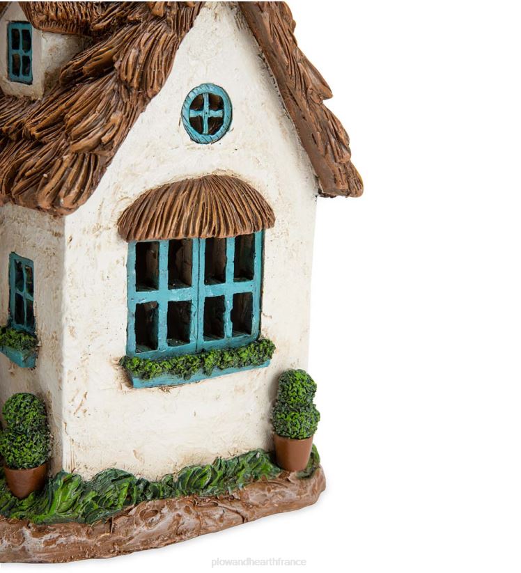 Plow & Hearth cour et jardin Jardin de fées miniature, maison de campagne anglaise solaire 0BNZ186