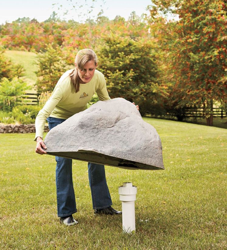 Plow & Hearth cour et jardin Mock rock moyen fabriqué aux États-Unis - gris 0BNZ73