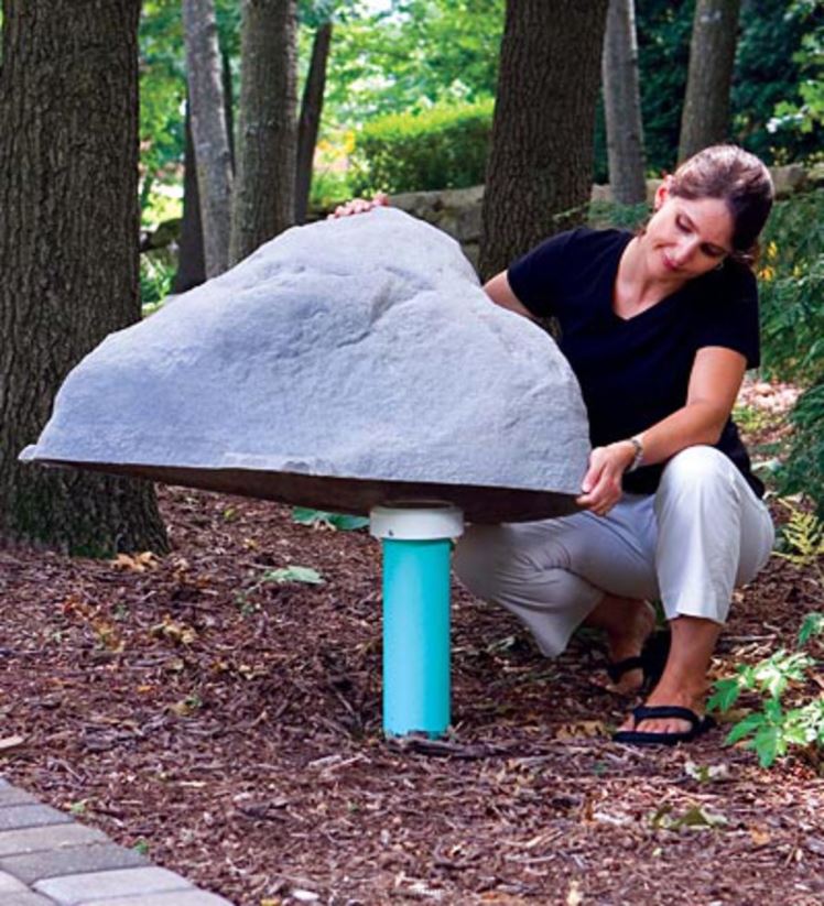 Plow & Hearth cour et jardin Mock rock moyen fabriqué aux États-Unis - gris 0BNZ73