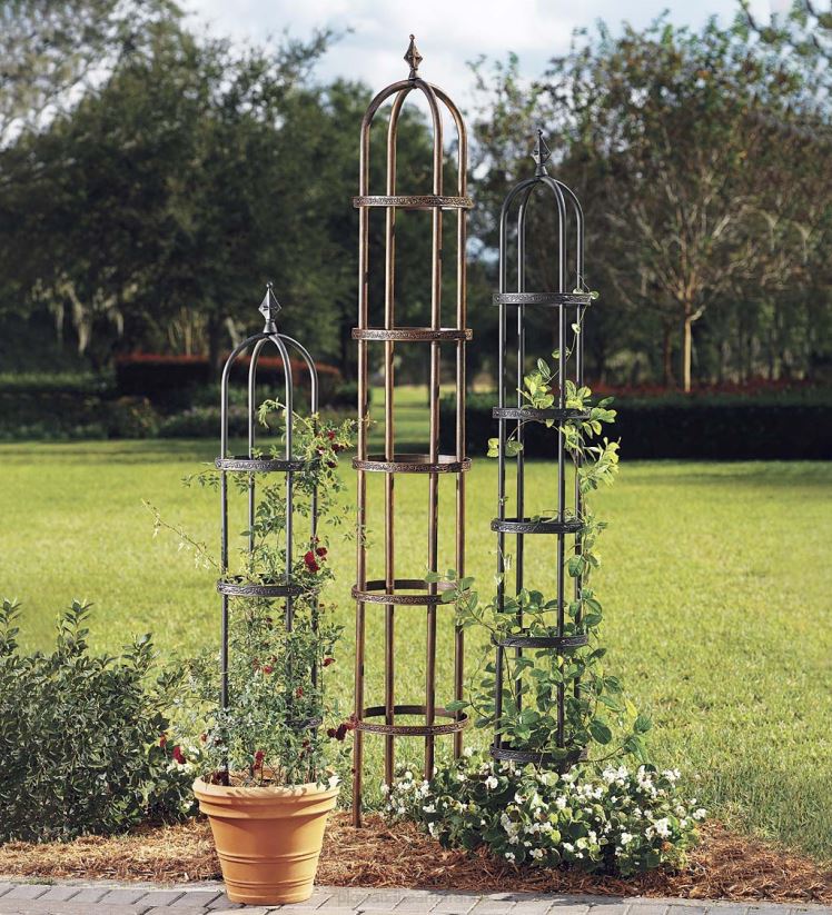 Plow & Hearth cour et jardin Obélisque de jardin en acier thermolaqué de 8' - cuivre antique 0BNZ3251