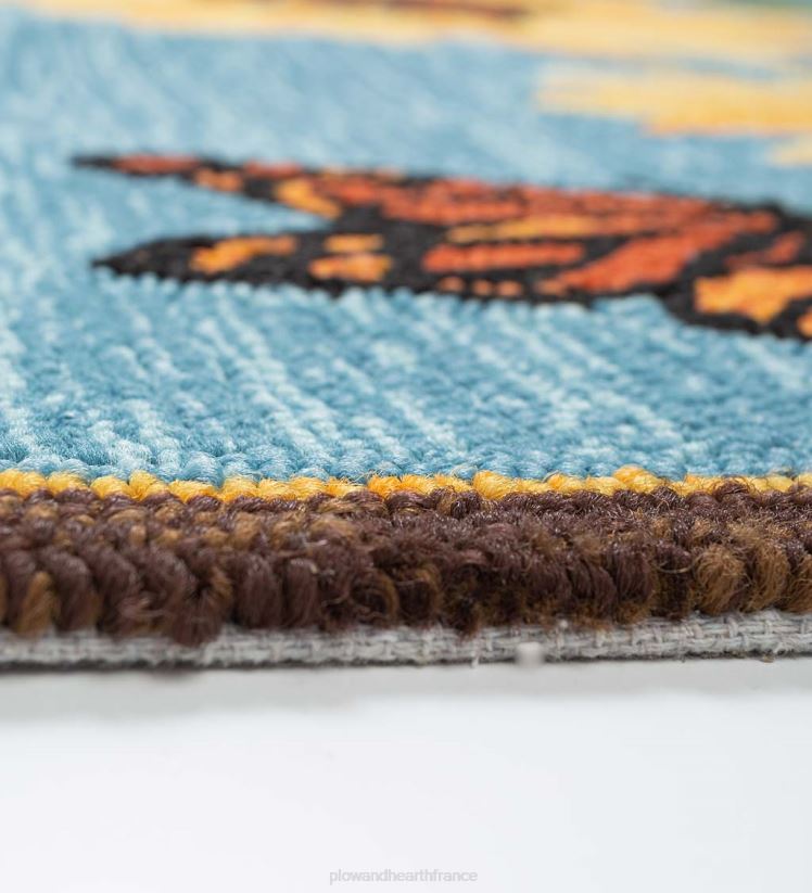 Plow & Hearth cour et jardin Tapis d'appoint en polypropylène crocheté tournesol et papillon intérieur/extérieur 0BNZ361