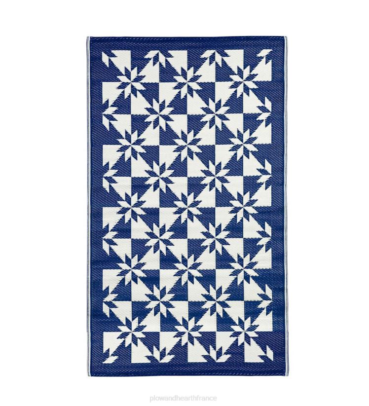 Plow & Hearth cour et jardin Tapis résistant aux intempéries réversible avec étoiles bleu marine et blanches 0BNZ399