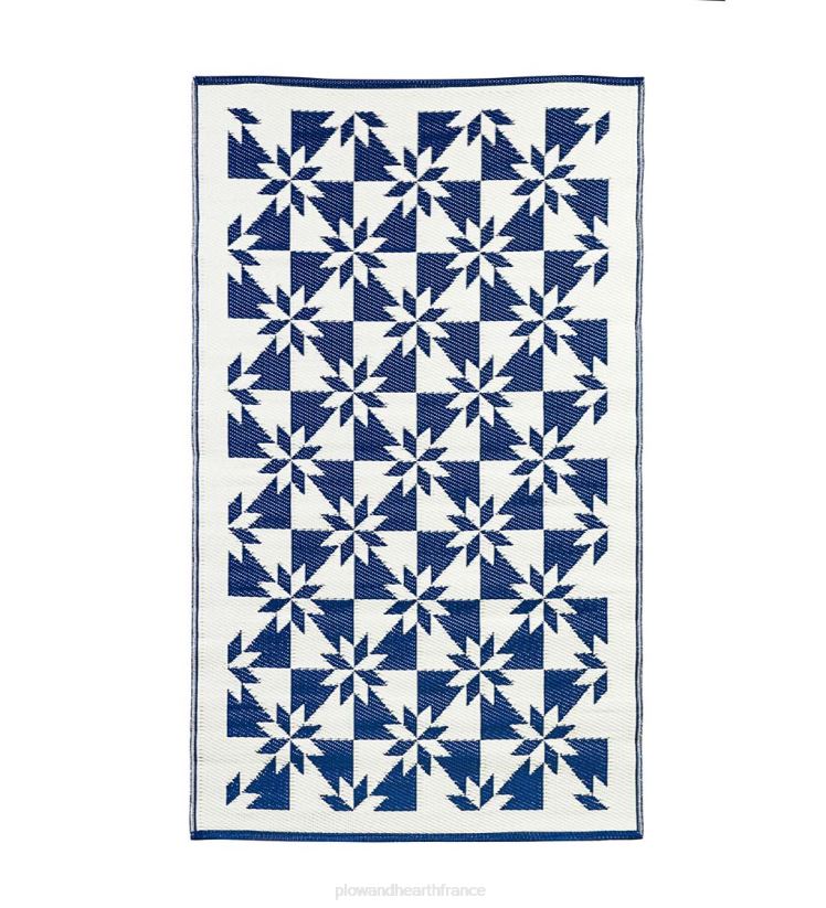 Plow & Hearth cour et jardin Tapis résistant aux intempéries réversible avec étoiles bleu marine et blanches 0BNZ399
