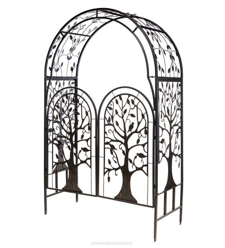 Plow & Hearth cour et jardin Tonnelle de jardin en forme d'arbre de vie en métal avec portail 0BNZ169