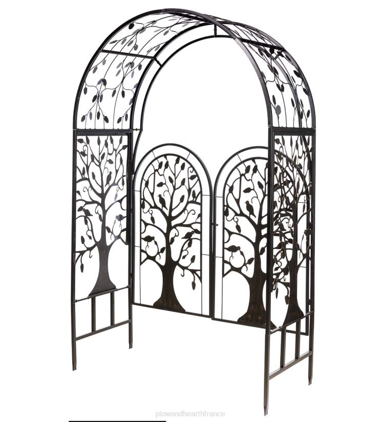 Plow & Hearth cour et jardin Tonnelle de jardin en forme d'arbre de vie en métal avec portail 0BNZ169