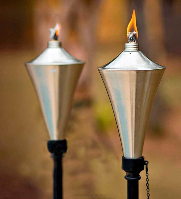 Plow & Hearth cour et jardin Torches de jardin 4 en 1, lot de 4 - caramel 0BNZ347