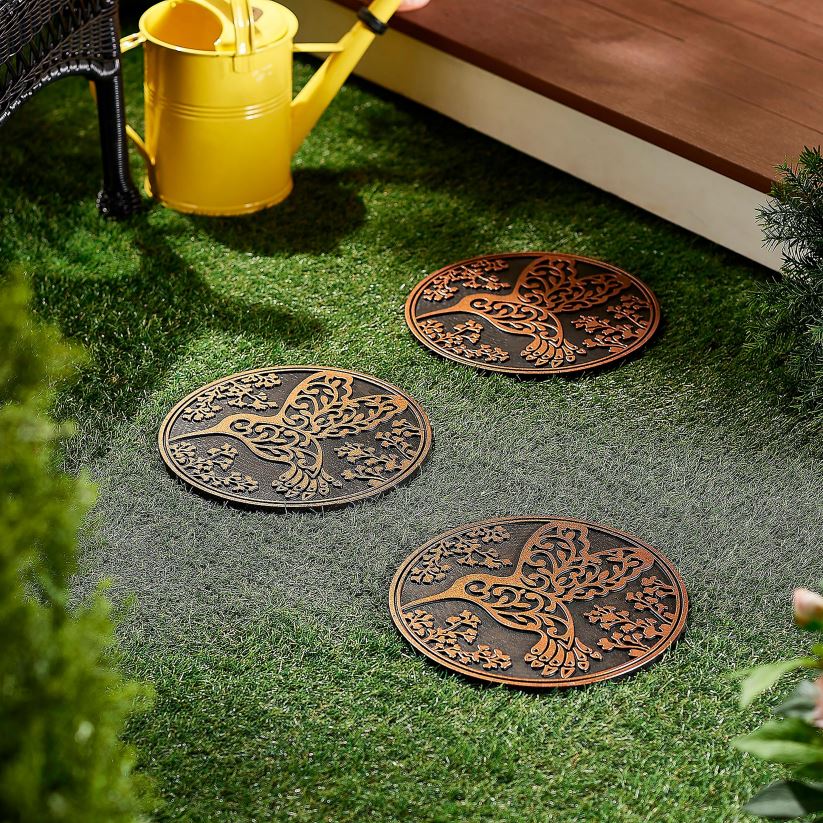 Plow & Hearth cour et jardin Tremplins en caoutchouc recyclé, lot de 3 - colibri 0BNZ263