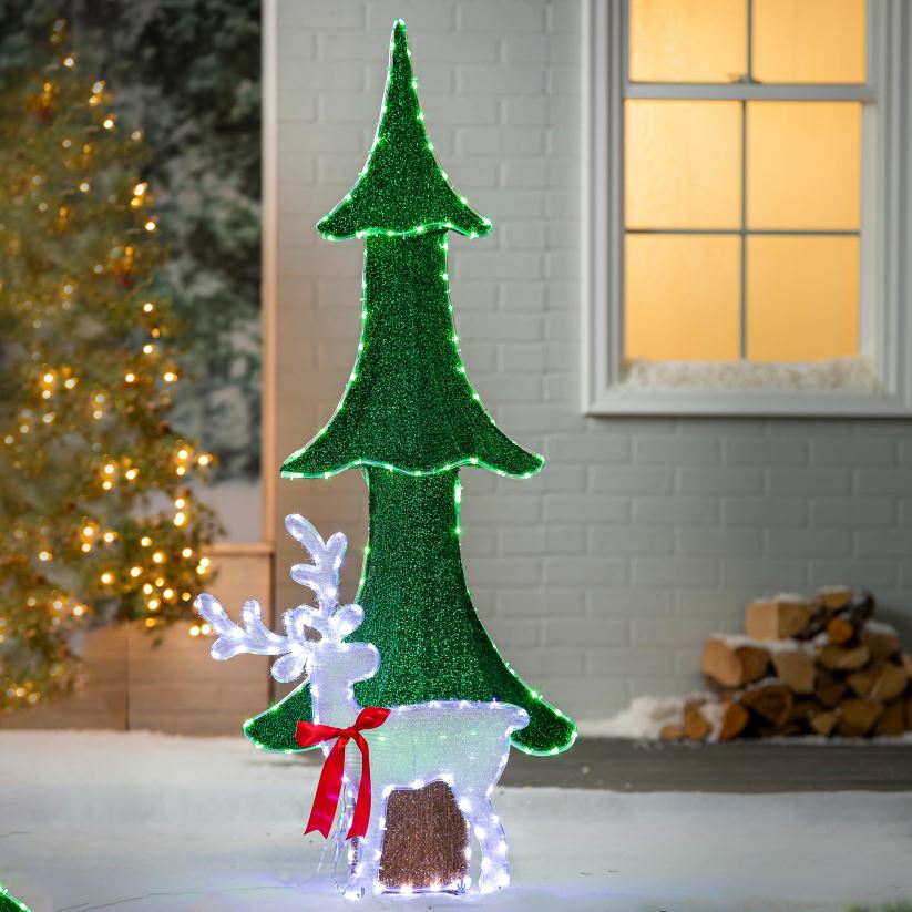 Plow & Hearth cour et jardin arbre éclairé intérieur/extérieur avec renne 0BNZ109