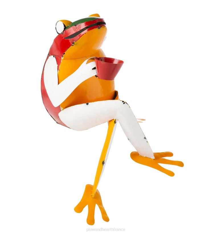 Plow & Hearth cour et jardin art de jardin de grenouille de café en métal recyclé 0BNZ81