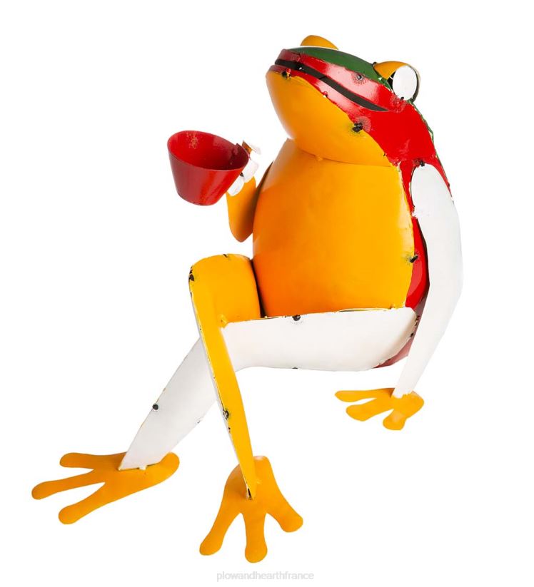 Plow & Hearth cour et jardin art de jardin de grenouille de café en métal recyclé 0BNZ81