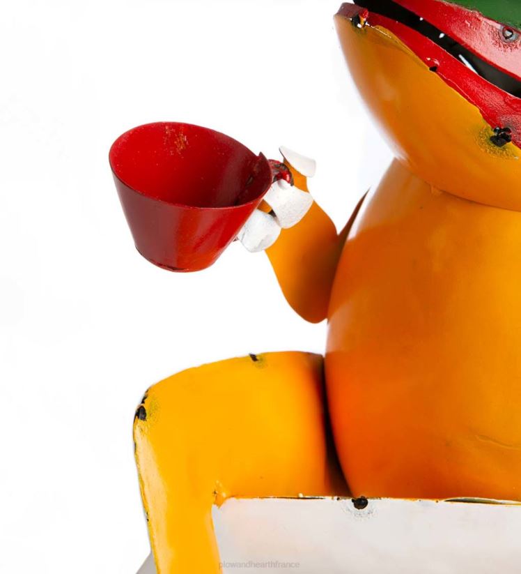 Plow & Hearth cour et jardin art de jardin de grenouille de café en métal recyclé 0BNZ81