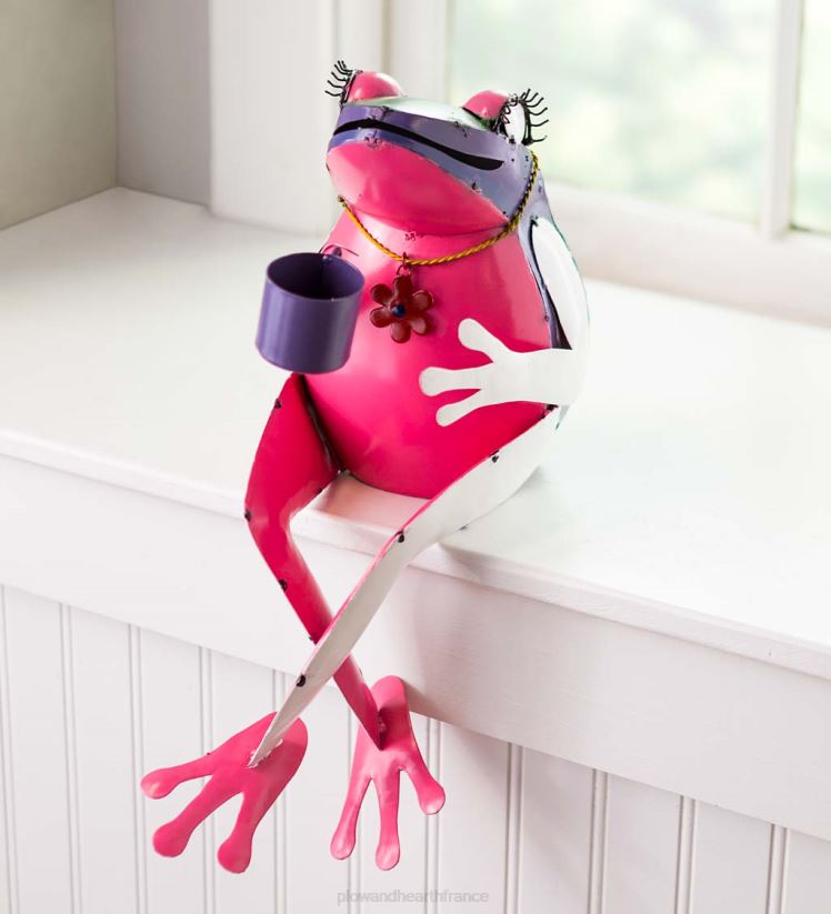 Plow & Hearth cour et jardin art de jardin de grenouille de thé en métal recyclé 0BNZ68