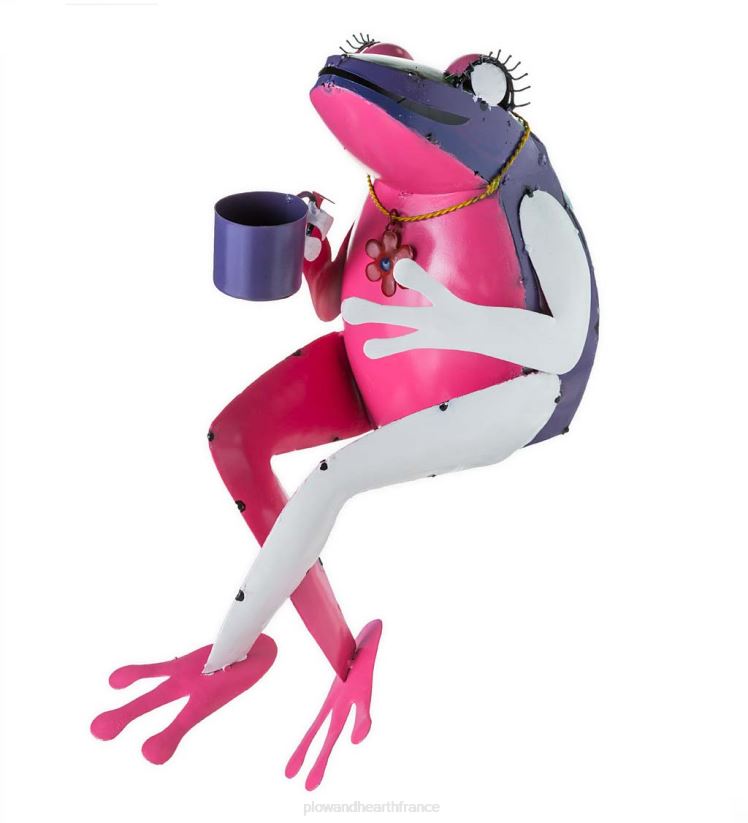 Plow & Hearth cour et jardin art de jardin de grenouille de thé en métal recyclé 0BNZ68