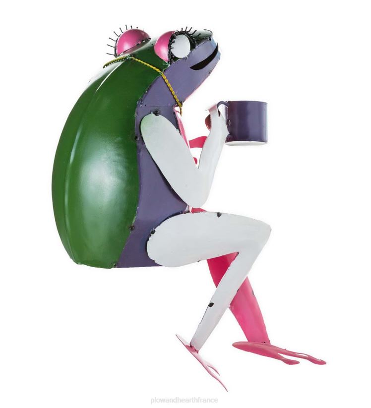 Plow & Hearth cour et jardin art de jardin de grenouille de thé en métal recyclé 0BNZ68