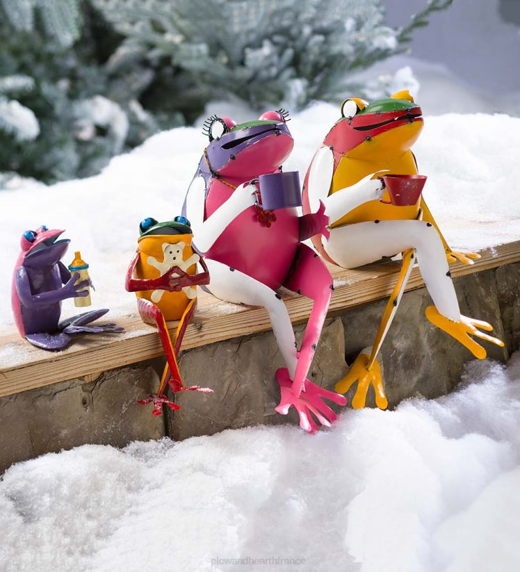 Plow & Hearth cour et jardin art de jardin de grenouille de thé en métal recyclé 0BNZ68