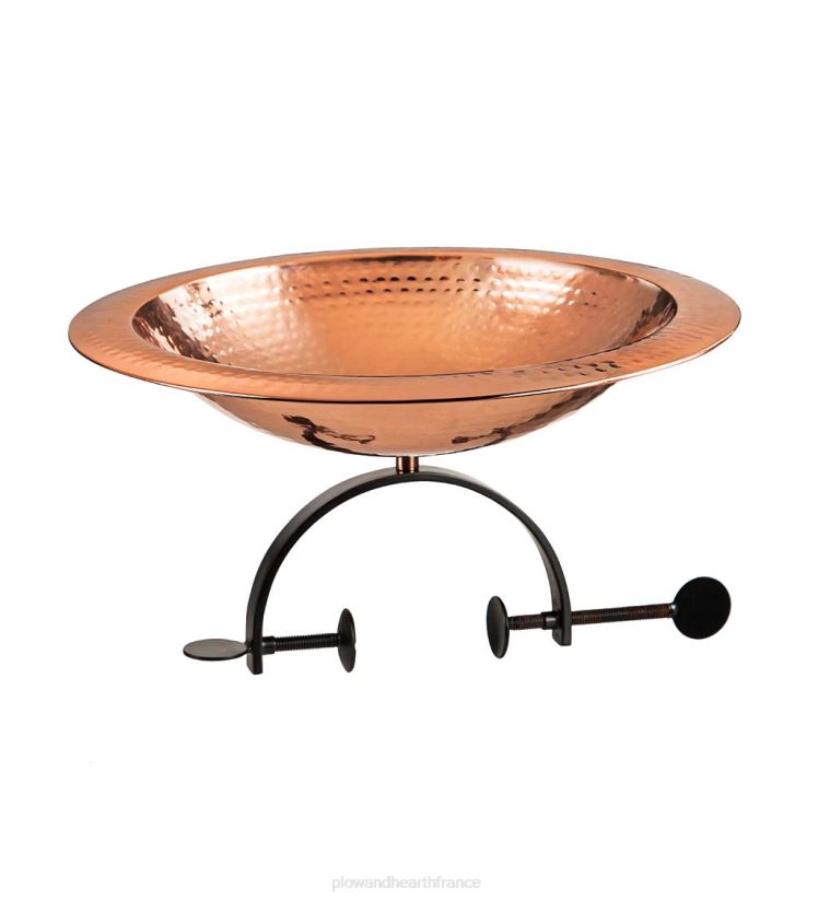 Plow & Hearth cour et jardin bain d'oiseaux monté en cuivre avec finition martelée 0BNZ158