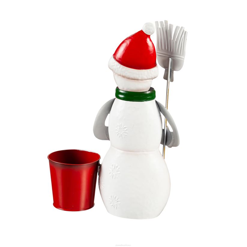Plow & Hearth cour et jardin bonhomme de neige à pompons en métal avec jardinière 0BNZ125