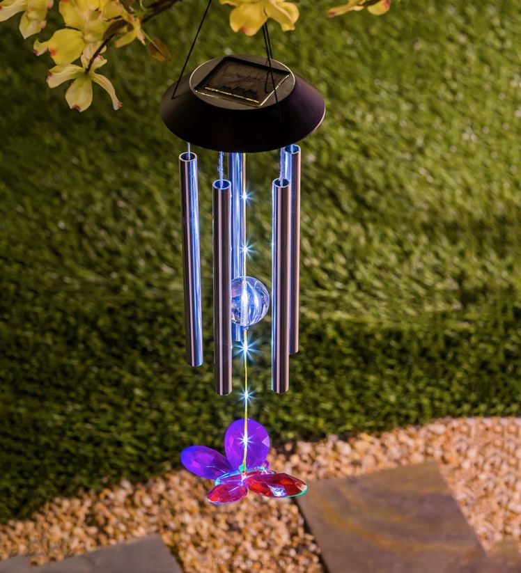 Plow & Hearth cour et jardin carillons éoliens solaires merveilles ailées, ensemble de 3 0BNZ311