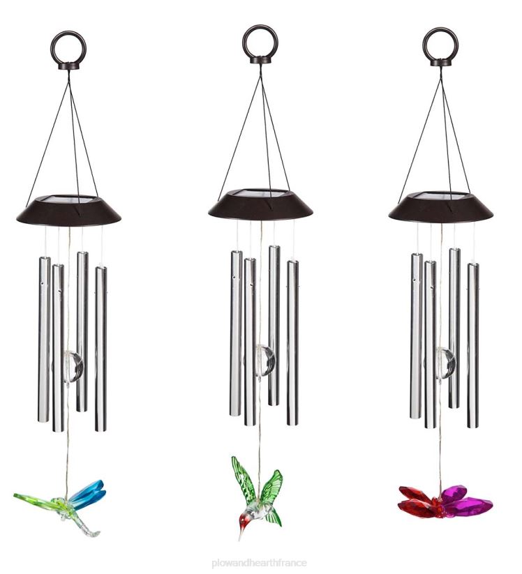 Plow & Hearth cour et jardin carillons éoliens solaires merveilles ailées, ensemble de 3 0BNZ311