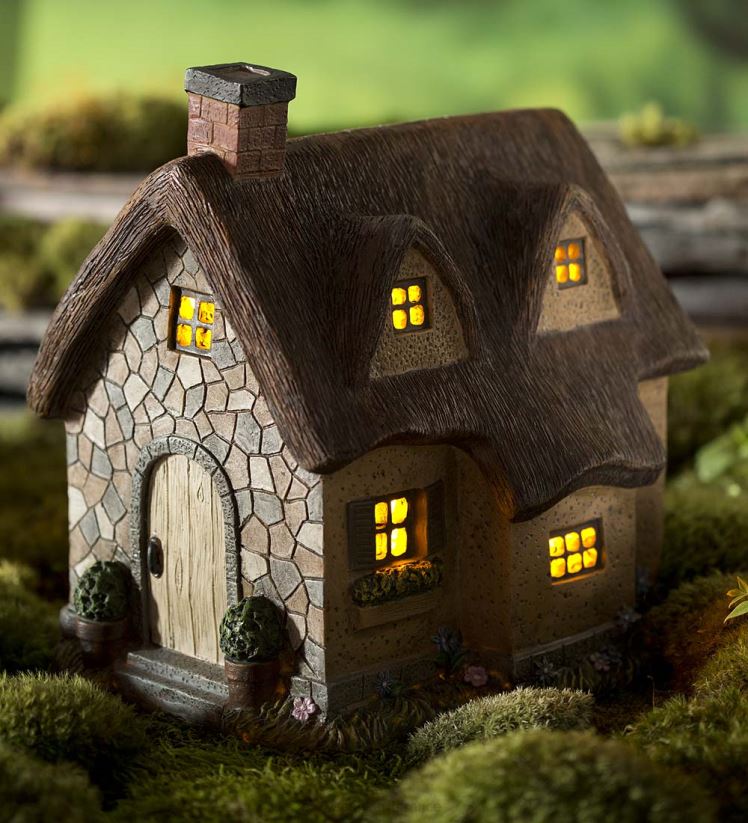 Plow & Hearth cour et jardin chaumière solaire de jardin de fées miniature 0BNZ72