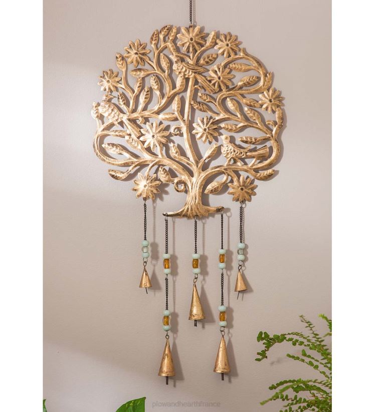 Plow & Hearth cour et jardin cloches de jardin arbre de vie doré 0BNZ183