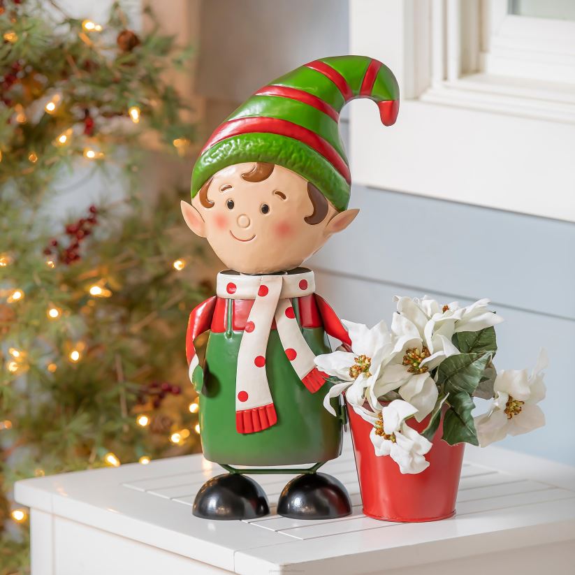 Plow & Hearth cour et jardin elfe à pompon en métal avec jardinière 0BNZ135