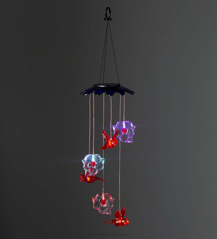 Plow & Hearth cour et jardin mobile solaire aux couleurs changeantes avec cardinaux et fleurs 0BNZ303