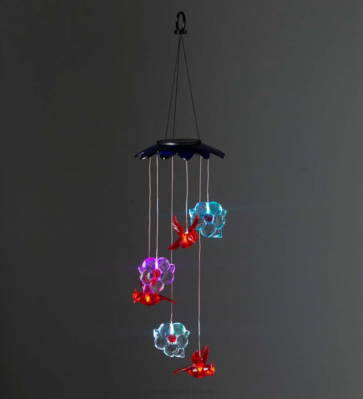 Plow & Hearth cour et jardin mobile solaire aux couleurs changeantes avec cardinaux et fleurs 0BNZ303