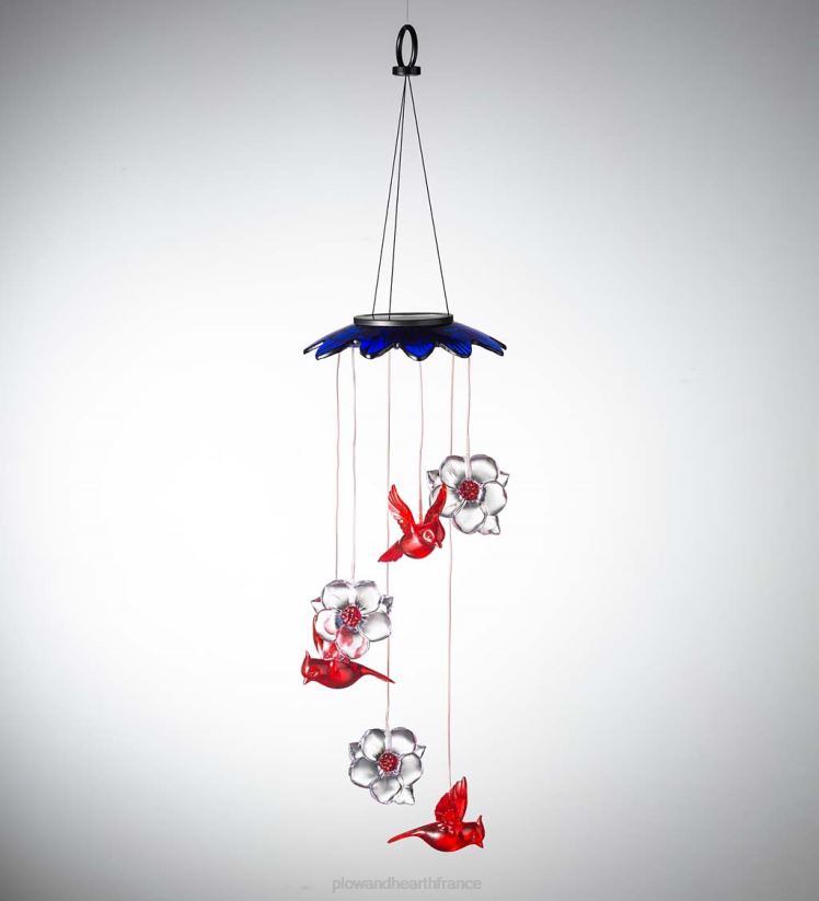 Plow & Hearth cour et jardin mobile solaire aux couleurs changeantes avec cardinaux et fleurs 0BNZ303