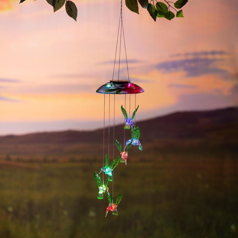 Plow & Hearth cour et jardin mobile solaire à couleurs changeantes avec colibris 0BNZ198