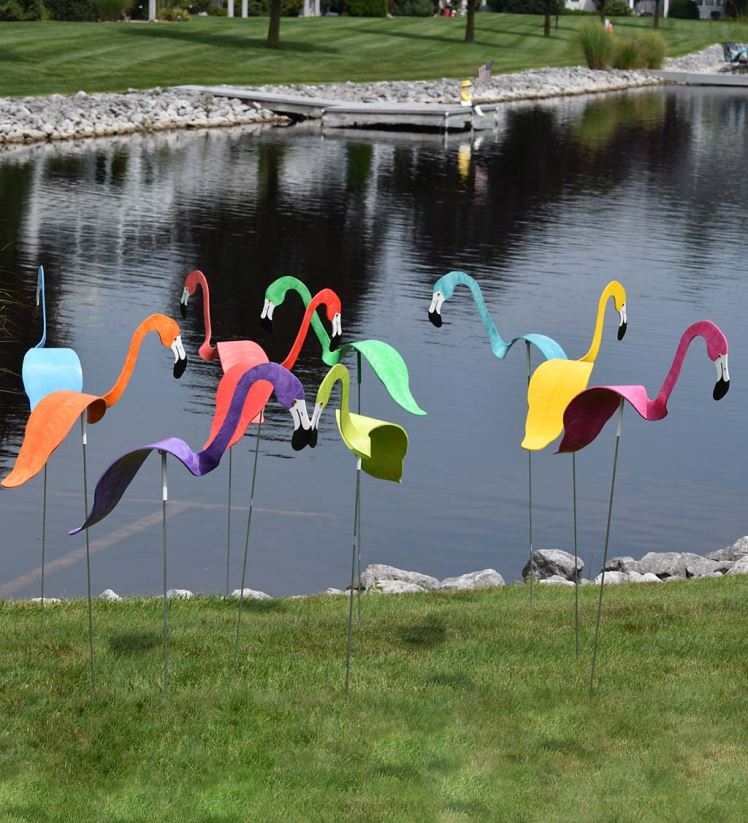 Plow & Hearth cour et jardin sculpture de flamant rose dansant 0BNZ150