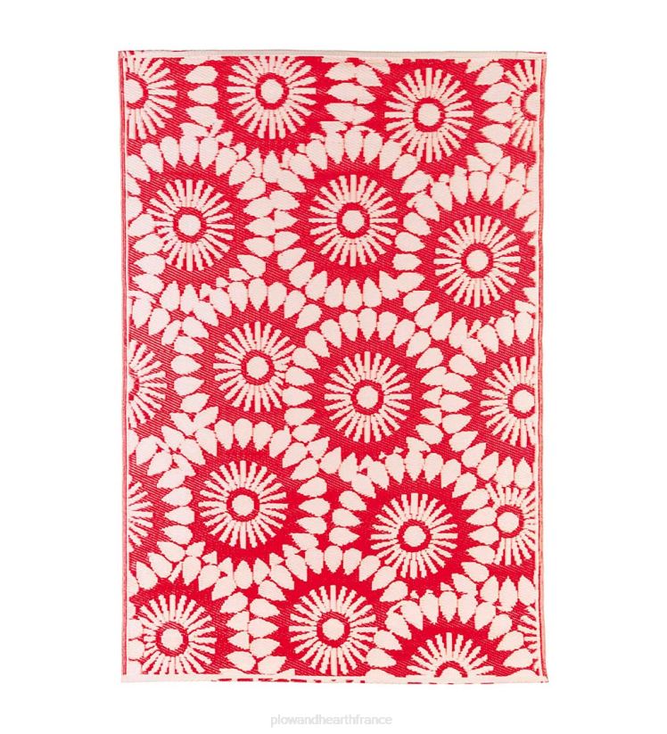 Plow & Hearth cour et jardin tapis résistant aux intempéries réversible à fleurs - rouge 0BNZ341