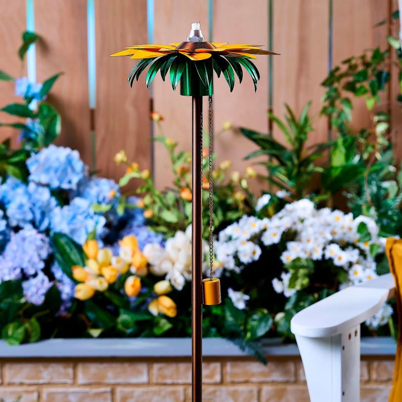 Plow & Hearth cour et jardin torche tiki de jardin de fleurs en métal extérieur avec éteignoir - rouge 0BNZ310