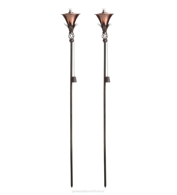 Plow & Hearth cour et jardin torches de jardin en acier, lot de 2 - nickel 0BNZ204